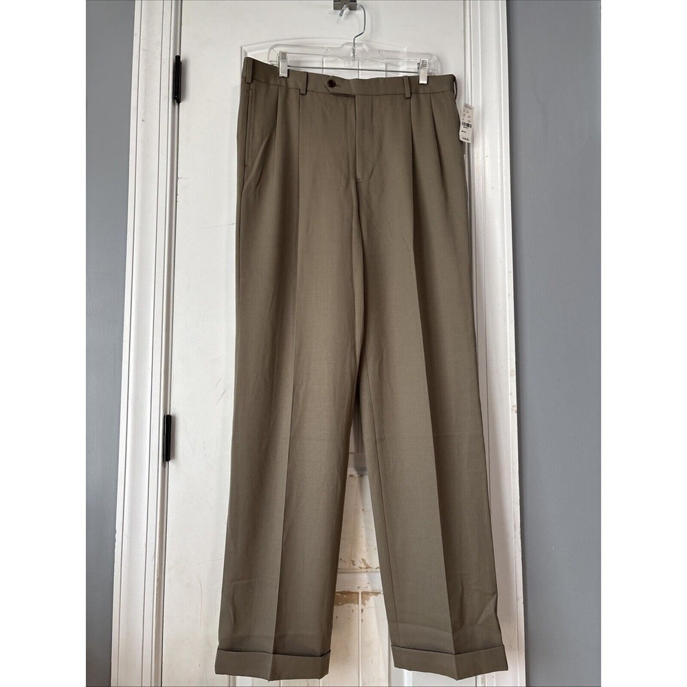 NEW Brooks Brothers 1818 Madison Men's‎ Brown Wool Dress Pants 35x34 NWT $168
